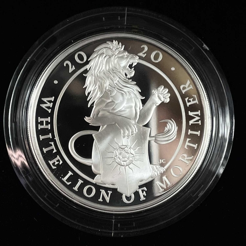 18 - G.B. Queens Beasts One Ounce Silver Proof coins (x6) A box comprising £2 Royal Mint Silver proof coi... 