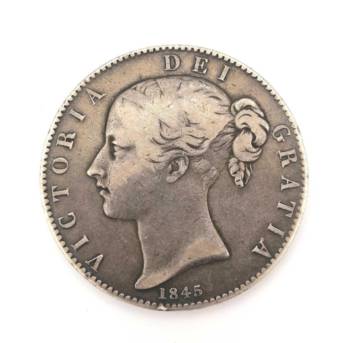 185 - Great Britain Silver Crown Q. Victoria (x2). 2 cased 1845 silver crown with Cinque foil stops on edg... 