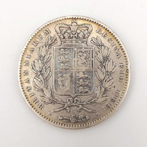 186 - Great Britain Silver Crown Q.Victoria. A cased 1847 silver crown in F grade. Only 140,976 issued