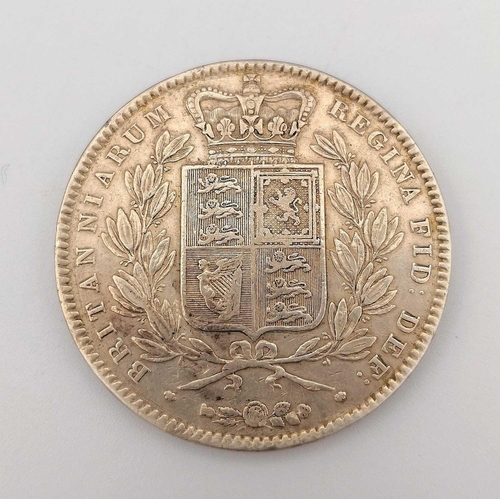 187 - Great Britain Silver Crown Q.Victoria. A cased 1847 silver crown in F+ grade