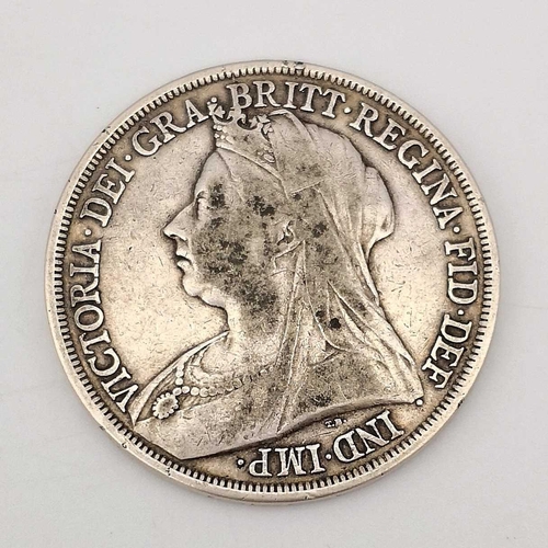 194 - Great Britain Silver Old Head Queen Victoria Crowns x4. Comprising: 1893 LVll edge 1896 LX edge 1897... 