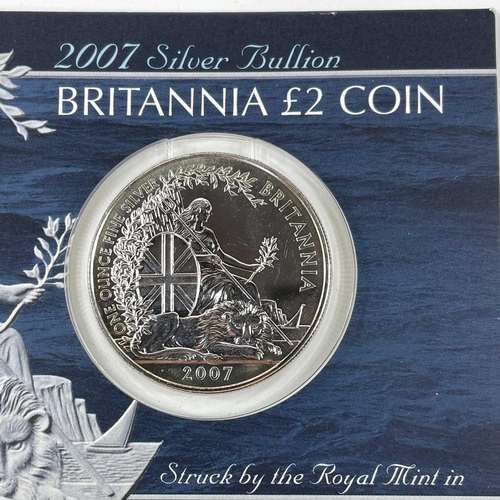 20 - G.B. Silver Bullion Britannia £2 coins (x5) Comprising rarer 2006, 2007, 2008, 2011 & 2017 coins. Al... 