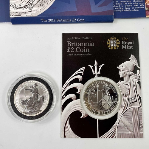 21 - G.B. Silver Bullion Brittannia £2 coins (x5). Comprising 2002, 2008, 2012, 2017 & 2020. All but 2002... 