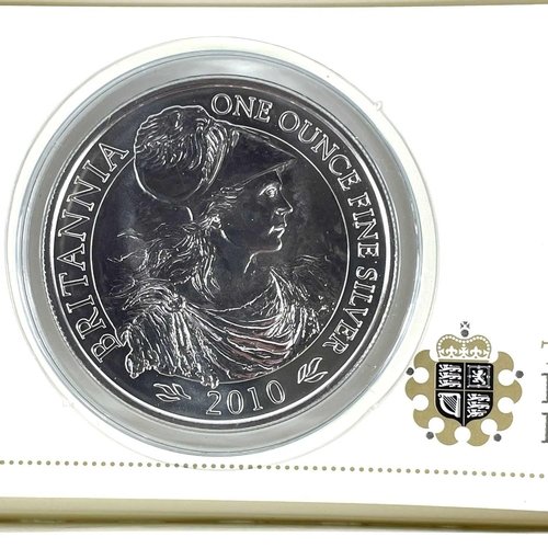 22 - G.B. Silver Bullion Britannia £2 coins (x4). Comprising 2009, 2010, 2011, 2012 all in Royal Mint pac... 