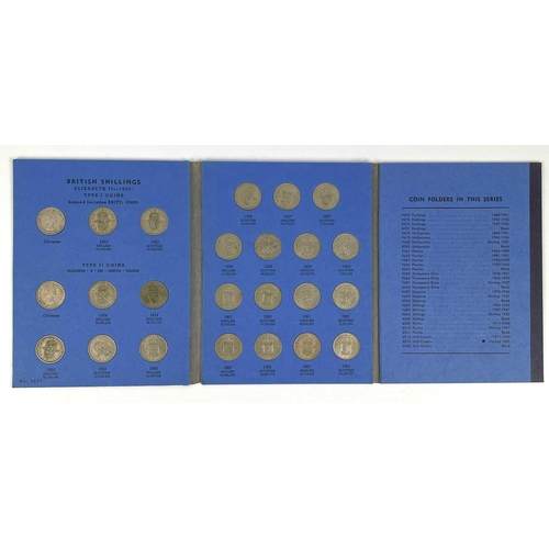 227 - Whitman Great Britain 6d & 1/- Folders. Containing a selection from 1917 to 1946 of silver coins tot... 