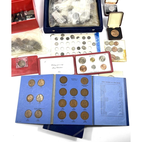 229 - Great Britain & World Coinage including Silver Coins. A box containing a quantity of British pennies... 