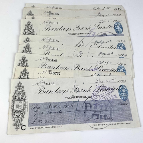 242 - 1920's Era Cheques - Cornish Interest. Comprising 22 Barclays Bank Limited Wadebridge Branch paid ch... 