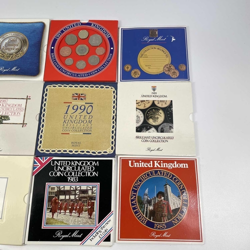 249 - Great Britain Coinage - Uncirculated Year Coin Sets etc. Comprising: 1: Uncirculated G.B. Royal Mint... 