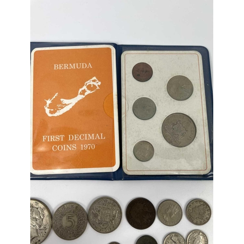 258 - Foreign Silver and Other Coinage. Comprising: Worn 1922 USA Dollar, Netherlands 1960 2 1/2 Guilder, ... 