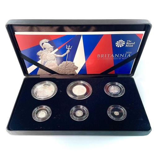 26 - G.B. Silver Proof 2016 Britannia Coin Set of 6 Coins. Set ranges from 5p, 10p, 20p, 50p, £1 and £2 w... 