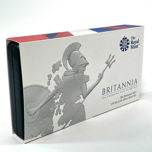 27 - G.B. Silver Proof 2017 Britannia Coin Set of 6 Coins. Set ranges from 5p, 10p, 20p, 50p, £1 and £2 w... 