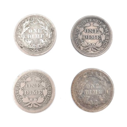 277 - USA 1850's to 1880's coinage. (x10) Comprising: 1 cent: 1879, 1882, 1886, 1889. 5 cent: 1887. Dime/1... 