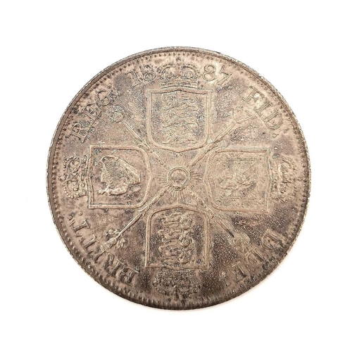 279M - Great Britain Roman I Double Florin Queen Victoria 1887 Plus George III Crown etc. A near uncirculat... 