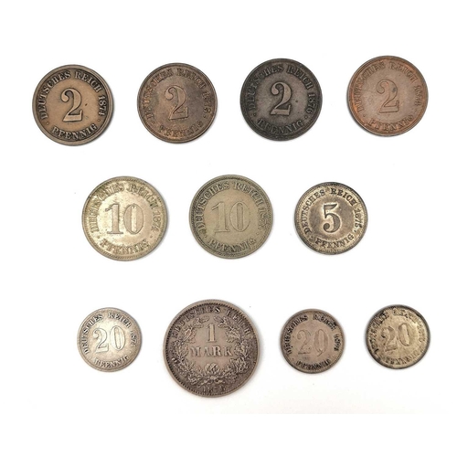 280A - GERMANY - Empire 1870's First Era Coinage (x11) Comprising a range of first issues in unusually good... 