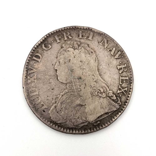 280F - France 18th Century 1 Ecu Silver Coinage - King Louis XV (x2). Comprising 1 Ecu silver coins as foll... 