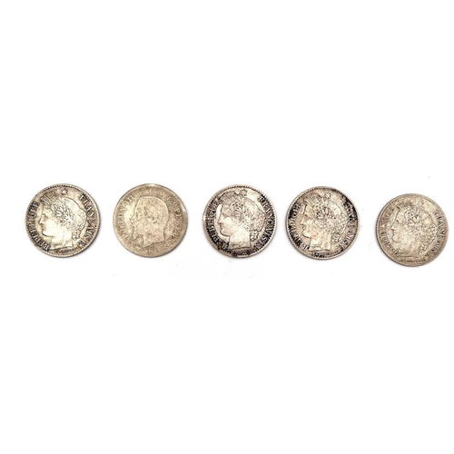 280L - FRANCE - 19th Century Silver & Bronze Coinage Comprising: A) SILVER Louis XVlll - 1/4 Franc 1817B, 1... 