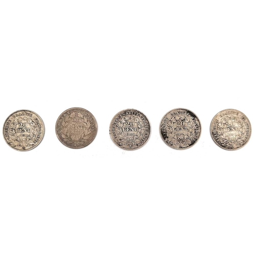 280L - FRANCE - 19th Century Silver & Bronze Coinage Comprising: A) SILVER Louis XVlll - 1/4 Franc 1817B, 1... 