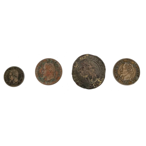 280L - FRANCE - 19th Century Silver & Bronze Coinage Comprising: A) SILVER Louis XVlll - 1/4 Franc 1817B, 1... 