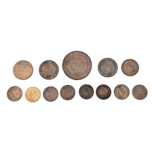 280L - FRANCE - 19th Century Silver & Bronze Coinage Comprising: A) SILVER Louis XVlll - 1/4 Franc 1817B, 1... 