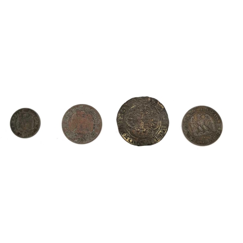 280L - FRANCE - 19th Century Silver & Bronze Coinage Comprising: A) SILVER Louis XVlll - 1/4 Franc 1817B, 1... 