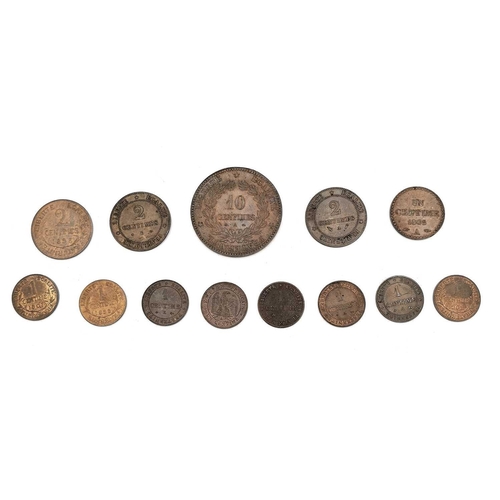 280L - FRANCE - 19th Century Silver & Bronze Coinage Comprising: A) SILVER Louis XVlll - 1/4 Franc 1817B, 1... 