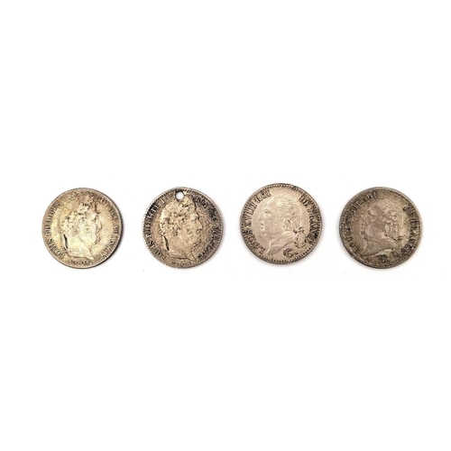 280L - FRANCE - 19th Century Silver & Bronze Coinage Comprising: A) SILVER Louis XVlll - 1/4 Franc 1817B, 1... 