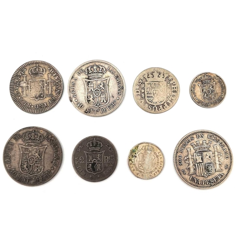 280P - SPAIN/MEXICO/PORTUGAL Spain/Mexico: An attractive 8 Reales 1779; 1 Real 1732 worn, 1782, 19th Centur... 