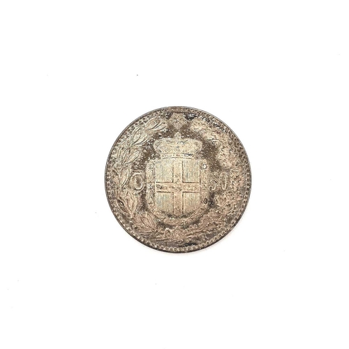 280Q - 19th Century Italy - King Umberto 1st RARE 50 Centesimi Coin. A very rare 1889R 50 centesimi coin in... 