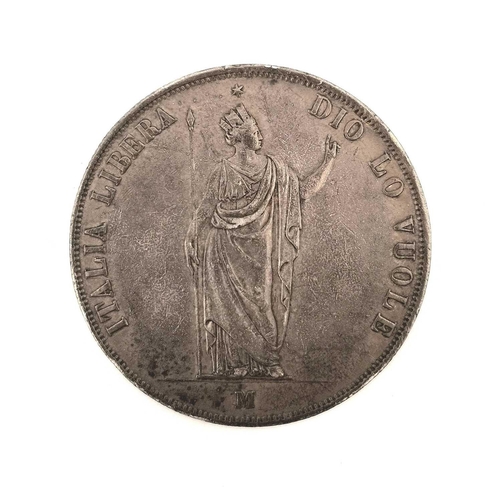 280R - Mid 19th Century Italy Silver Coinage. Comprising 1 large 1848M Revolutionary Provisional Government... 