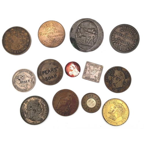 280V - 19th Century Token Coinage, Medallions, Model Coinage Overstruck Coinage etc (x12). A bag containing... 