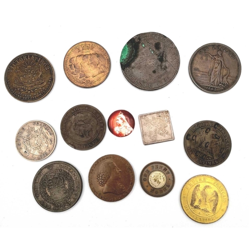 280V - 19th Century Token Coinage, Medallions, Model Coinage Overstruck Coinage etc (x12). A bag containing... 