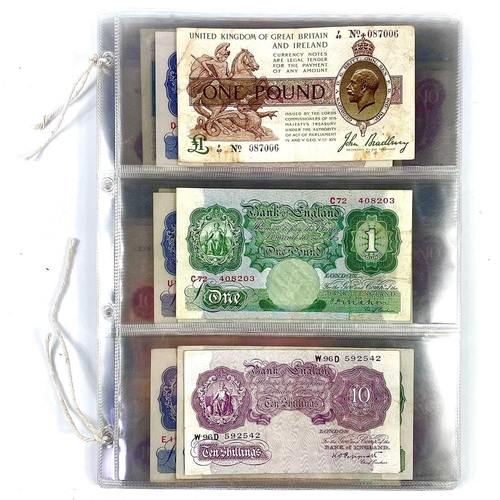 286B - GB Banknotes 1920's - 1970 A collection ranging from 10/- to £20. Bradbury £1, Mahon £1, 2 x Peppial... 