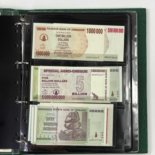 286F - Large Collection of Foreign Banknotes. A green banknote album containing a very large quantity of ba... 