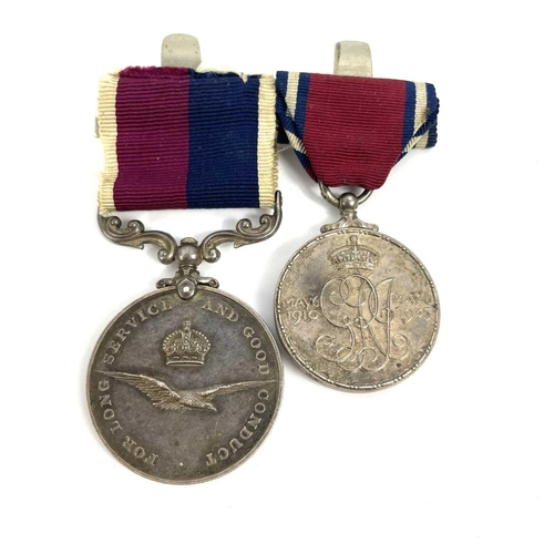 317 - RAF Medal Pair plus an RAF 1920 Athletics Trophy. Comprising an RAF long service & good conduct meda... 