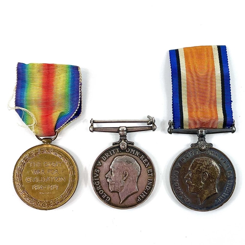 323 - First World War Medals (x3). Comprising a pair awarded to 3229 Pte B.G. Garrod - Suffolk Regt. plus ... 