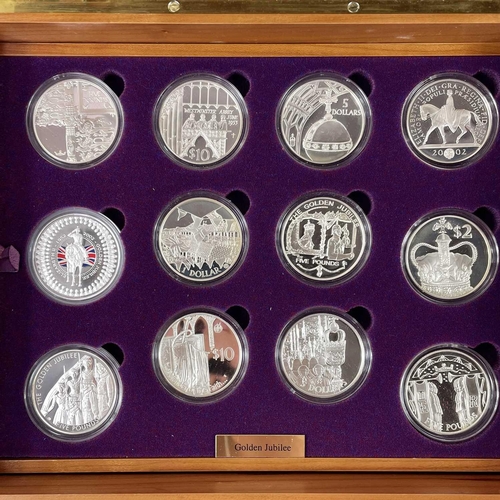 36 - Royal Mint, Golden Jubilee Collection 2002 Proof £5 Coin Size Silver Proof Coins (x24). Comprising 2... 