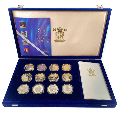 38 - Royal Mint Queen Mother Centenary Collection £5 Silver proof coins (x12). Comprising coins from: Ald... 