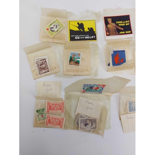 412 - World Stamps. Accumulation in brown suitcase - misc. sorted into boxes, envelopes and in albums - no... 