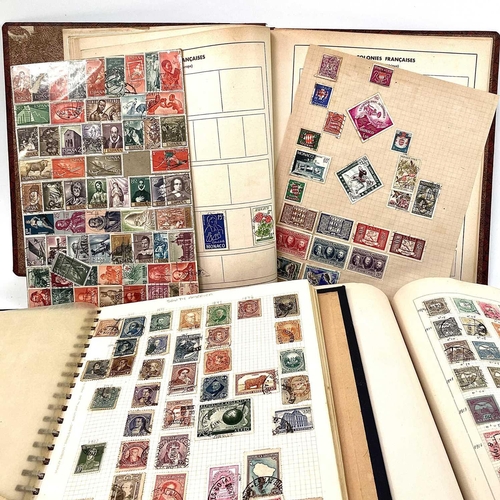 496 - World Stamps. Contained in 3 albums & loose. Mostly foreign but includes better Italian colonies as ... 