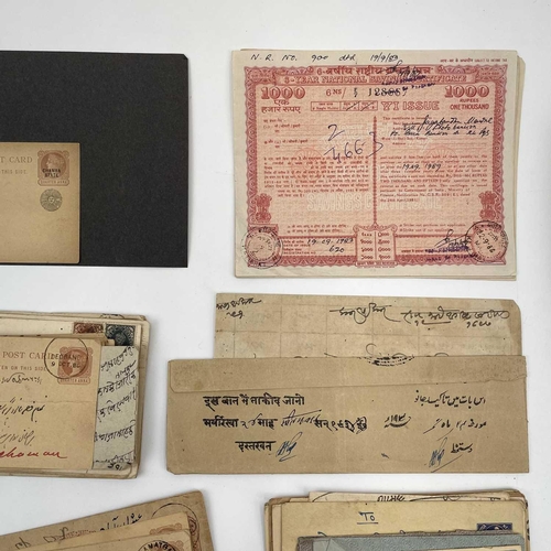 504 - India & States Postal Stationary Etc. Interesting selection of postal stationery from India and Indi... 