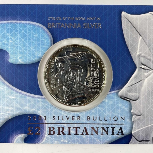 51 - Royal Mint Great Britain Britannia 1 once Silver coins x8. Comprising sealed £2 silver Britannia Coi... 