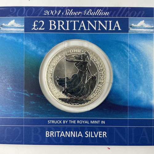 51 - Royal Mint Great Britain Britannia 1 once Silver coins x8. Comprising sealed £2 silver Britannia Coi... 