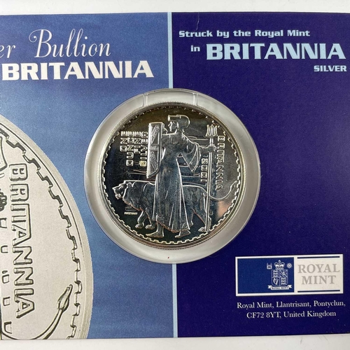 51 - Royal Mint Great Britain Britannia 1 once Silver coins x8. Comprising sealed £2 silver Britannia Coi... 