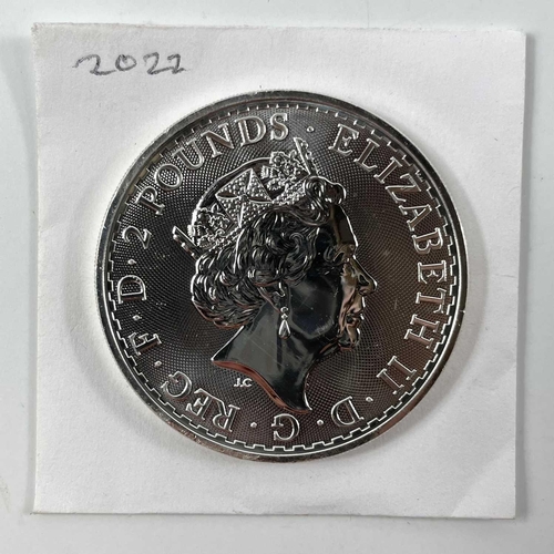 52 - Royal Mint Great Britain Britannia 1 once Silver Coins x 7. Comprising £2 Silver Britannia Coins for... 