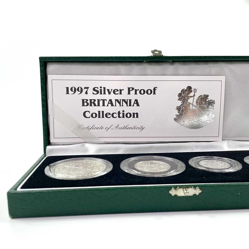 53 - 1997 Royal Mint Great Britain cased Silver Proof Britannia Collection of 4 coins. Comprising: 1oz, 1... 