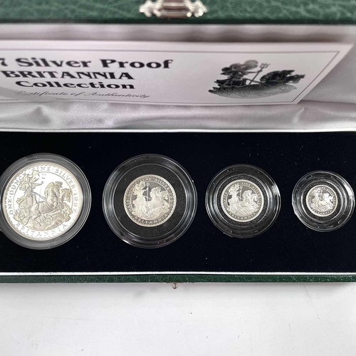 53 - 1997 Royal Mint Great Britain cased Silver Proof Britannia Collection of 4 coins. Comprising: 1oz, 1... 