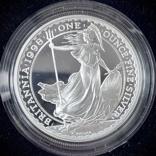 54 - 1998 Royal Mint Great Britain cased Silver Proof Britannia Collection of 4 coins. Comprising: 1 oz, ... 