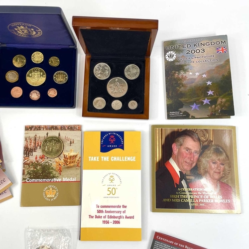 6 - UK Pattern Coins, Medallions and Dr Who interest, etc. Comprising: 1: A boxed cased 6 coin proof lik... 