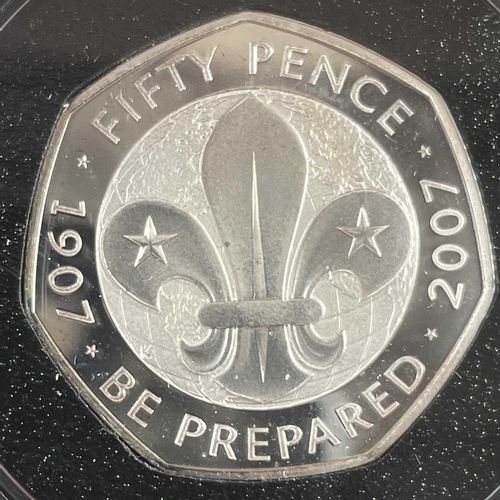 65 - Royal Mint 2007 Piedfort Collection of 5 silver proof coins. Comprising: 50p scouting, £1 Bridge, 2x... 