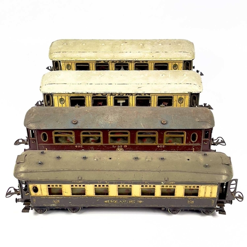 654 - 0 Gauge Hornby, Marx etc Tin Plate Railway Items. Comprising: 1: Locomotives A4 Pacific 4-6-2 no. 44... 